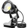 GBKDQQ Faretto LED a morsetto con spina e interruttore, IP65, 10 W, impermeabile, per interni ed esterni, faretto a morsetto a LED con cavo da 1,5 m, per esterni, cortile/prato (bianco freddo)