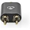 Nedis Adattatore audio stereo | 2x RCA maschio | 3,5 mm femmina | placcato oro | diritto | alluminio | grigio con metallo | 1 pz. | Scatola di cartone con finestra coperta