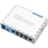 MikroTik Router MikroTik RouterBOARD RB951Ui-2nD, modello hAP, processore da 650 MHz, 5 porte LAN, Wi-Fi 2.4 GHz 802.11b/g/n, porta USB, 1 porta PoE (alimentazione tramite Ethernet), livello 4