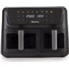 Hisense Friggitrice ad Aria Doppio Cestello Capacità 11 Litri Potenza 2700 Watt con Timer colore Nero - HAF2700DCD