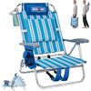 OVERMONT Sedia da Spiaggia Pieghevole Reclinabile - 6 Posizioni Reclinabili Piatte con Braccioli Ergonomici - Seduta Larga con Supporto Lombare - Portata 150 KG - Portatile per Spiaggia Piscina