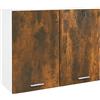 Roanoer Mobile sospeso Lyon da cucina, montaggio a parete, in legno di rovere affumicato, 2 ante per riporre oggetti in cucina e sala da pranzo, design robusto, 80 x 31 x 60 cm