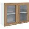 Roanoer Lyon - Armadietto da cucina sospeso in rovere Artisan, 80 x 31 x 60 cm, in legno con anta in vetro, per cucina e sala da pranzo, vetrina da parete