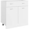Roanoer Mobile da cucina Lyon bianco, 80 x 46 x 81,5 cm, moderno armadietto da cucina in legno, credenza con cassetto e ante per la cucina, robusto armadio portaoggetti