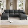 DACHETOU Divano modulare cloud a forma di U, comodo divano ad angolo con seduta profonda, con 2 poggiapiedi mobili, schienale alto, beige, dimensioni: L 264,5 x A 84 x P 78,5 cm (nero 3)