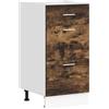 Roanoer Lyon - Mobiletto da cucina in legno, con vano portaoggetti per stoviglie, con piedini regolabili, rovere affumicato, 40 x 46 x 81,5 cm