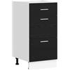 Roanoer Mobile da cucina nero effetto rovere, moderno mobile da cucina con 3 cassetti in legno, mobile inferiore stabile per cucina e sala da pranzo, 40 x 46 x 81,5 cm