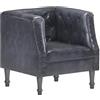 Goliraya Poltrona Vintage Chesterfield in Vera Pelle Marrone/Nero/Grigio,Poltrona da TV Pelle Vintage,Poltrona da Salotto Pelle Vintage Poltrona Chesterfield Pelle 60 x 57 x 64 cm