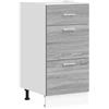Roanoer Mobile da cucina Lyon, grigio sonoma, 40 x 46 x 81,5 cm, in legno, mobile modulare con cassetti per maggiore spazio e ordine