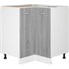 Roanoer Mobile da cucina Lyon, mobile angolare per la cucina, 75,5 x 75,5 x 81,5 cm, materiale in legno grigio sonoma, stabile armadietto con spazio per la casa e la gastronomia