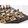 Italfama Set Di Scacchi In Noce 40X40Cm, Pezzi In Metallo Oro E Argento, Italia