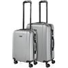 ITACA Set valigie, Offerte Valigia Grande Rigida, Valigia Media Rigida e Bagaglio a Mano Set di Valigie Tiber, Argento, S + M