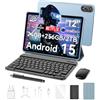 Blackview Tablet 12 Pollici con Tastiera, Tablet Android 15, Dual SIM 4G, 24GB RAM 256GB ROM, GeminiAI 3.0, 9000mAh, Wi-Fi Dual-Band, Riconoscimento Facciale, Widevine L1, GPS, Mouse/Custodia/Penna