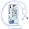 Yoedge Cover con Cordino per iPhone 11, Custodia con Laccio Collana Regolabile Tracolla Aesthetic Conchiglie Disegni, Morbida Silicone TPU Necklace Protettiva Corda Case per iPhone 11 6,1, Blu
