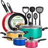 NutriChef Set di Pentole e Padelle Antiaderenti 15 Pezzi, Vernice Resistente al Calore, Pentola Salsa, Padelle Friggere, Pentola Forno, Coperchi