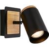 BRILONER - Applique da parete interno, attacco GU10, max. 10 W, applique camera da letto, interno, lampada, 12x14,5 cm, nero-legno