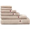 Tommy Hilfiger - Asciugamano da bagno, color sabbia, in spugna boucle, 520 g/m², 100% cotone pettinato, passamaneria jacquard e ricami, morbido e assorbente
