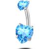 NovaNavel Piercing ombelico con doppio cuore azzurro in argento