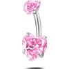 NovaNavel Piercing ombelico con doppio cuore rosa in argento