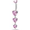 NovaNavel Piercing ombelico cascata di cuori rosa in argento