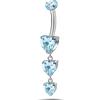 NovaNavel Piercing ombelico cascata di cuori azzurra in argento