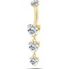 NovaNavel Piercing ombelico cascata di cuori bianca in oro