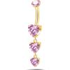 NovaNavel Piercing ombelico cascata di cuori rosa in oro