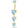 NovaNavel Piercing ombelico cascata di cuori azzurra in oro