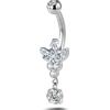 NovaNavel Piercing ombelico piccolo fiore luminoso bianco in argento
