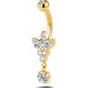 NovaNavel Piercing ombelico piccolo fiore luminoso bianco in oro