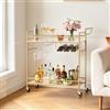 VEVOR Carrello di Servizio da Bar Domestico, Carrello da Bar Cucina 2 Ripiani Multiuso Portaoggetti Bevande Utensili Cocktail Portabicchieri Portabottieglie Ripiani in Legno e Griglia 860x300x830 mm
