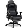 JUMMICO Sedia da Gaming XL Ergonomica per Adulti, Poltrona Ufficio Rinforzata 200kg, Braccioli 2D, Poggiapiedi Retrattile, Schienale Reclinabile 90-170°, Nero