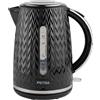 Petra PT3864BLKVDEEU10 Chevron - Bollitore elettrico a caraffa, 1,7 L, sensore di ebollizione a secco, senza BPA, indicazione del livello dell'acqua, filtro anticalcare, base girevole a 360°, 2200 W