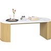 HOMCOM Tavolino ovale, tavolino d'appoggio effetto marmo, angoli arrotondati piedi spessi, 110 x 50 x 40 cm, bianco | Aosom Italy