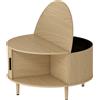 HOMCOM Tavolino Rotondo 80 cm con Piano Ribaltabile e Contenitore Nascosto, Legno Naturale | Aosom Italy