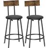 HOMCOM Set 2 Sgabelli da Bar con Schienale e Poggiapiedi in Pelle PU, 41x47x92 cm, Nero | Aosom Italy