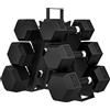 SPORTNOW Set Manubri 2x4kg 2x6kg 2x8kg con Supporto, Rivestimento in Gomma e Impugnatura Antiscivolo | Aosom Italy