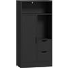 HOMCOM Mobile Bagno Slim con Cassetti, Scomparti Aperti, Nero | Aosom Italy