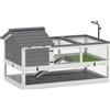 PawHut casa per tartarughe in legno con due casette e tetto apribile, grigio | Aosom Italy