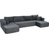 HOMCOM Divano Modulare 4 Posti con 2 Chaise Longue e 6 Cuscini, 369x152x78 cm, Grigio | Aosom Italy