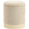 HOMCOM Pouf contenitore rotondo in ciniglia con base in metallo ed effetto legno, beige | Aosom Italy