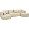 HOMCOM Divano Modulare a U Convertibile da 4 posti in Velluto a Coste, 366x152x68 cm, Crema | Aosom Italy