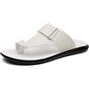 CLSQLXYJZC Sandali Ortopedici da Uomo Taglie Forti, Sandali Estivi da Uomo alla Moda Traspiranti in Pelle per Alluce Valgo, Infradito Casual Antiscivolo con Anello Le Dita, per papà, Compleanno(White,41 EU)