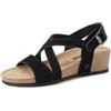 QUEEN HELENA Zeppe a Fascia Incrociata Sandali con Cinturino Casual Donna X32-204 (Nero, Sistema Taglie Calzature EU, Adulto, Donna, Numero, Media, 37)