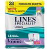 Lines Specialist Unisex Pannoloni a Mutandina Super Maxi, per Incontinenza Donna e Uomo, Asciutto Lampo e Ottima vestibilità, Zero Odore, Taglia L, 2 Confezioni da 14 Unità
