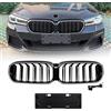 KUBYMOTO Griglia paraurti anteriore per auto con luce per BMW Serie 5 G30 G31 LCI 2021-2023 nera