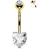 OUFER 14G 16mm Titanio G23 Oro Piercing Ombelico Cuore Piercing Ombelico Anello Filettato Internamente Piercing Cuore Ombelico Cerchio Donne