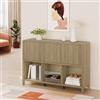 [en.casa] Credenza Bassa Mobile Contenitore con 3 Ante Decorative Push to Open e Scomparti Aperti Sideboard per Soggiorno Corridoio Studio 77x110x30 cm Effetto Rovere Rustico