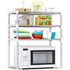Mediawave Store - Scaffale Salvaspazio Per Microonde 3 Ripiani, Mobile per Cucina, Gancetti Porta Utensili, Rack Organizzatore Cucina, Bagno, Mensole, Organizer, Scaffale in Metallo