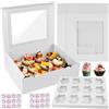 NAILAO Scatole per Cupcake, 10 Pezzi Porta Cupcake Cartone Inserti, Scatola per Muffin con Finestra Trasparente E Adesivi, Scatole per Torta per Alimentiper pasticcini,Torte,Biscotti, Cupcakes